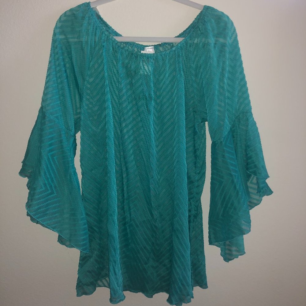 R. Rouge Turquoise with 3/4 Bell Sleeves